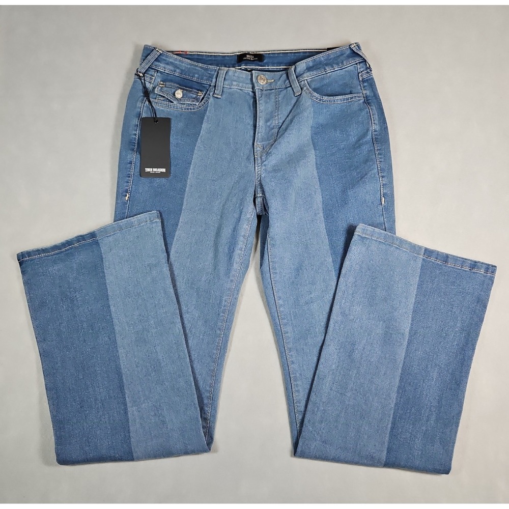 True Religion Womens Two Tone Colorblock Becca Boot Cut Jeans Size 30 NWT
